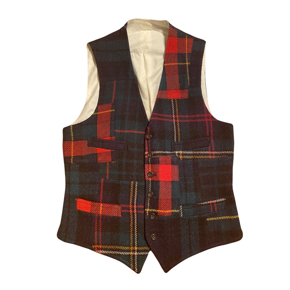 SOLD- Polo Ralph Lauren Tweed Patchwork Vest - Picture 1 of 7